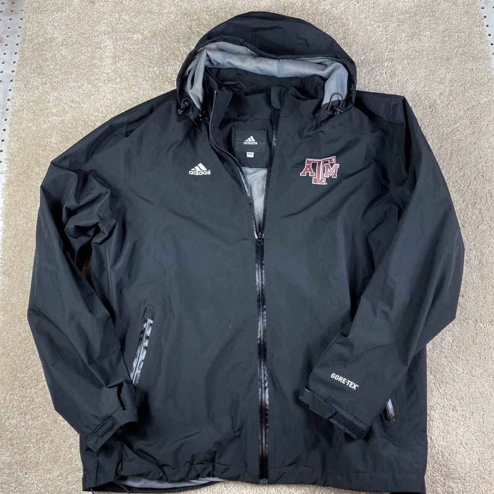 Adidas Texas‎ A&M Aggies Men's XXL Black Gore-Tex Hooded Rain Jacket